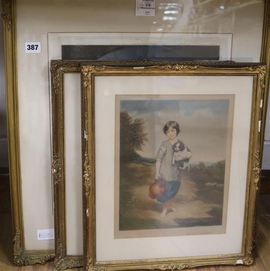 J.C. Webb Portrait of two children 34 x 33cm and two other mezzotints